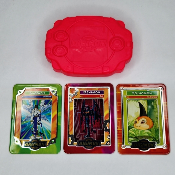 Bandai Other - Taco Bell 2000 Digimon Digivice Case with 3 Metal Trading Cards Bandai